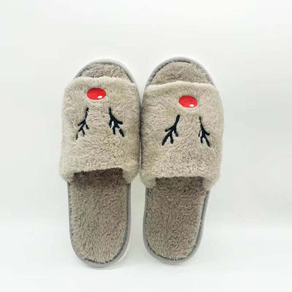 Christmas Elk Plush Slippers