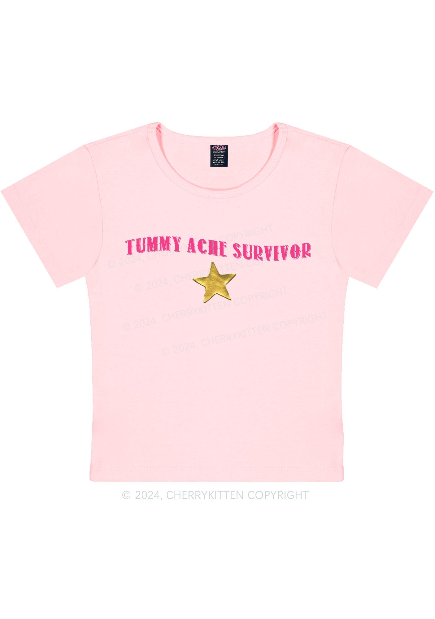 Tummy Ache Survivor Y2K Baby Tee Cherrykitten