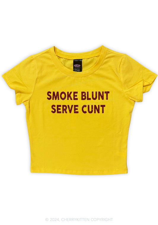 Glitter Smoke Blunt Y2K Baby Tee Cherrykitten