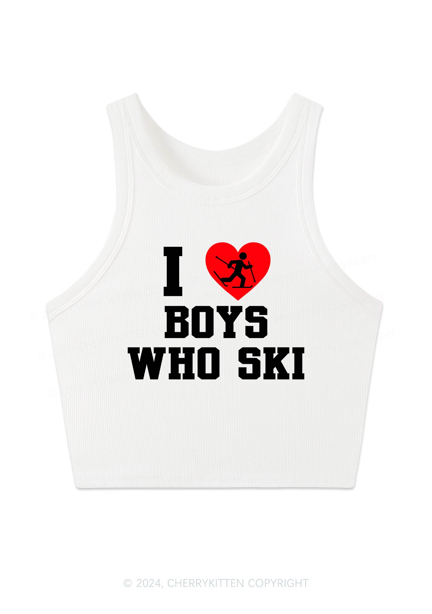 I Love Ski Boys Y2K Crop Tank Top Cherrykitten