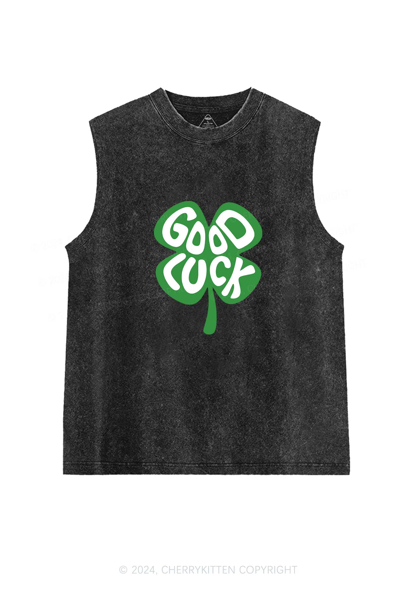 Good Luck St Patricks Y2K Washed Tank Cherrykitten