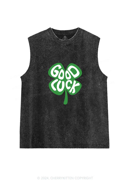 Good Luck St Patricks Y2K Washed Tank Cherrykitten