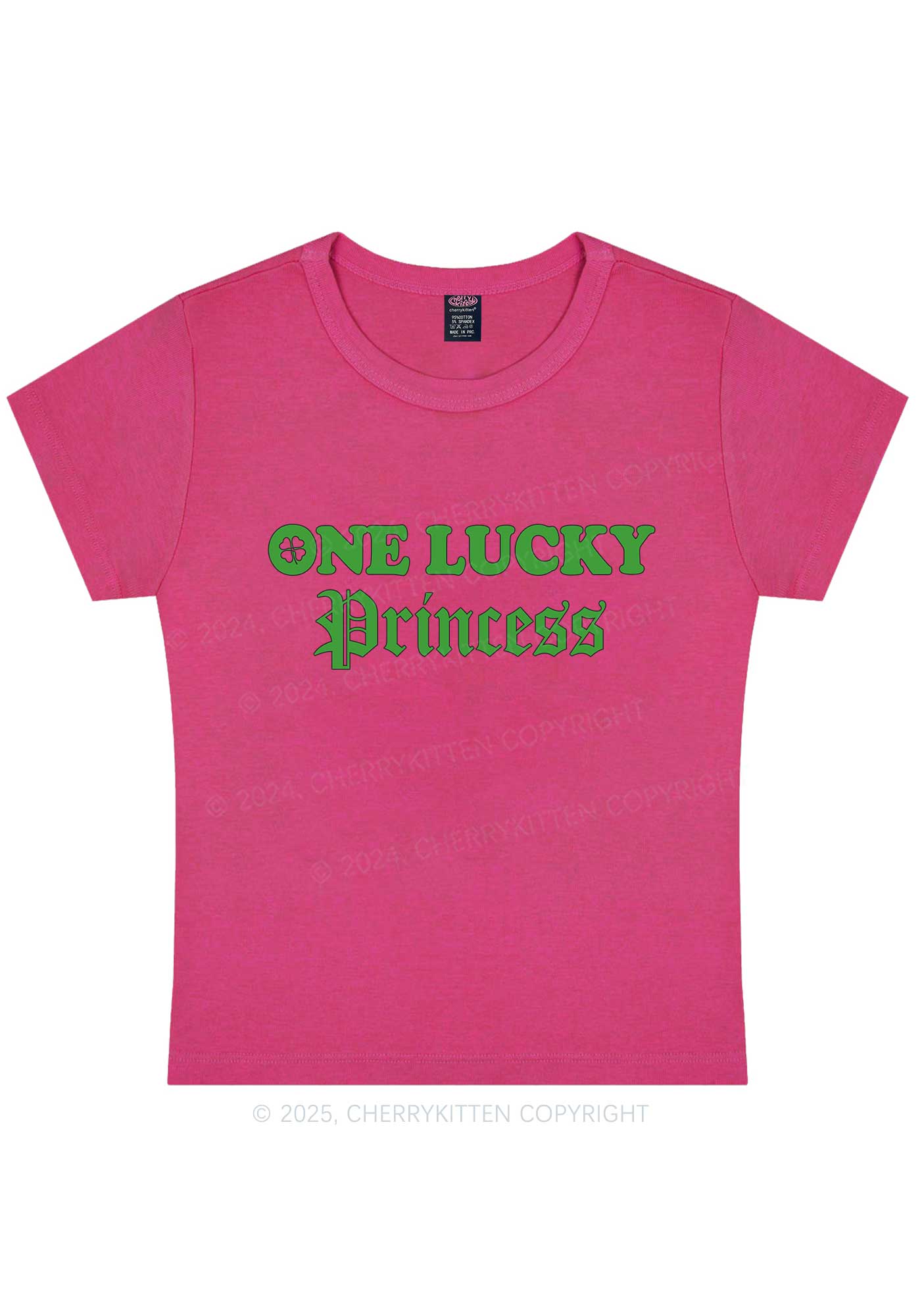 One Lucky Princess St Patricks Y2K Baby Tee Cherrykitten