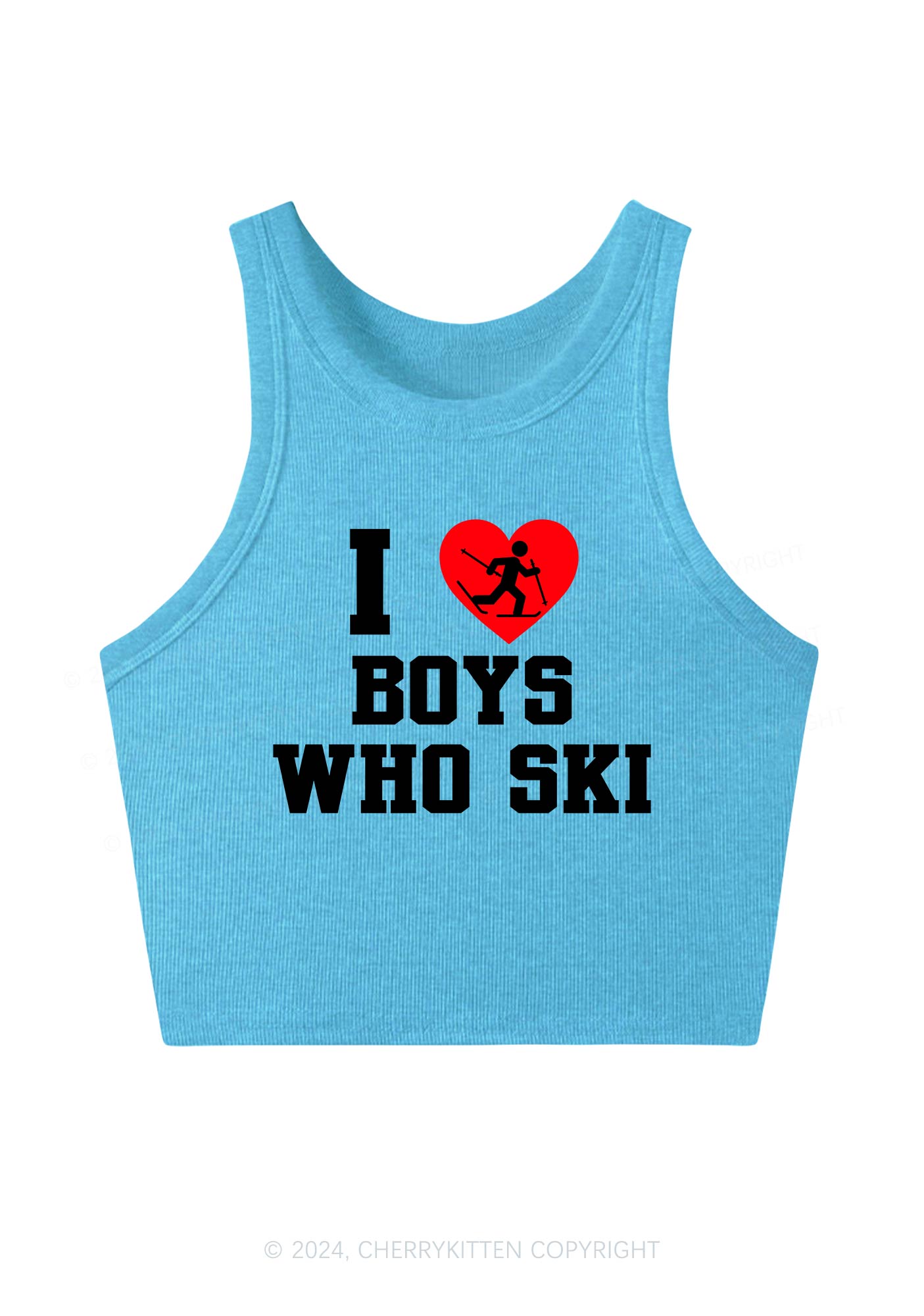 I Love Ski Boys Y2K Crop Tank Top Cherrykitten