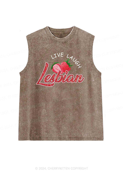 Live Laugh Lesbian Y2K Washed Tank Cherrykitten