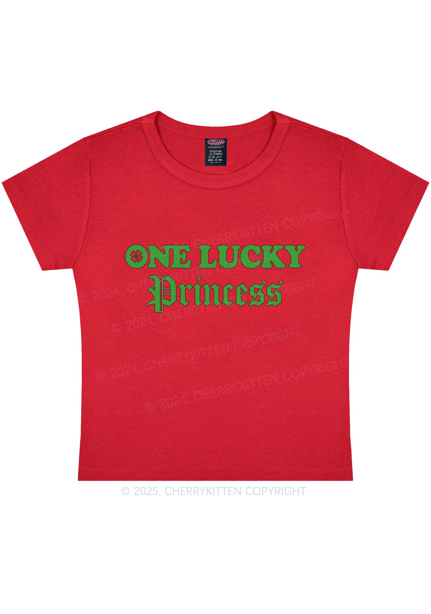 One Lucky Princess St Patricks Y2K Baby Tee Cherrykitten