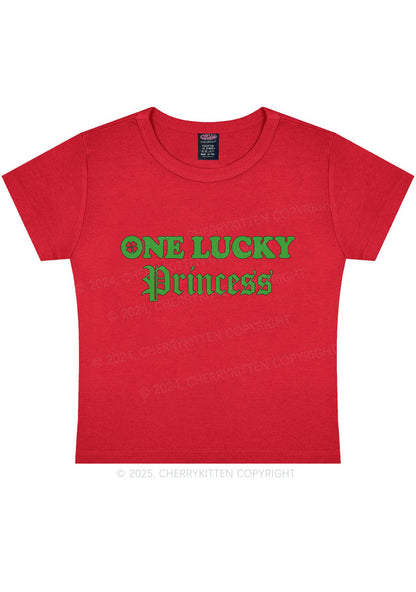 One Lucky Princess St Patricks Y2K Baby Tee Cherrykitten