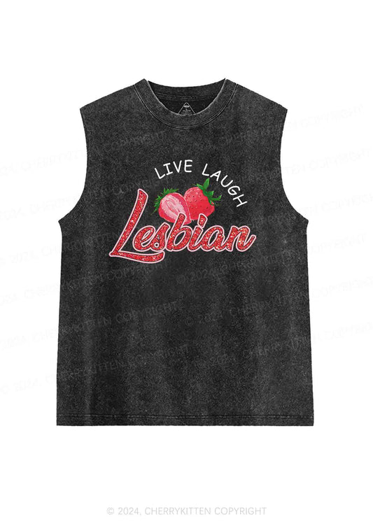 Live Laugh Lesbian Y2K Washed Tank Cherrykitten