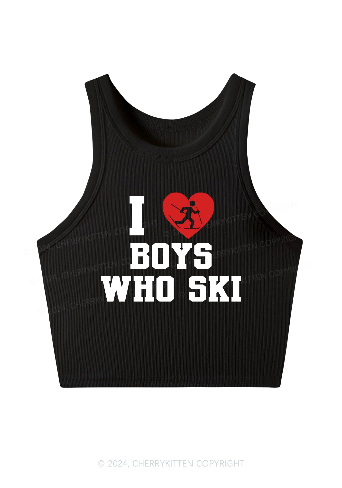 I Love Ski Boys Y2K Crop Tank Top Cherrykitten