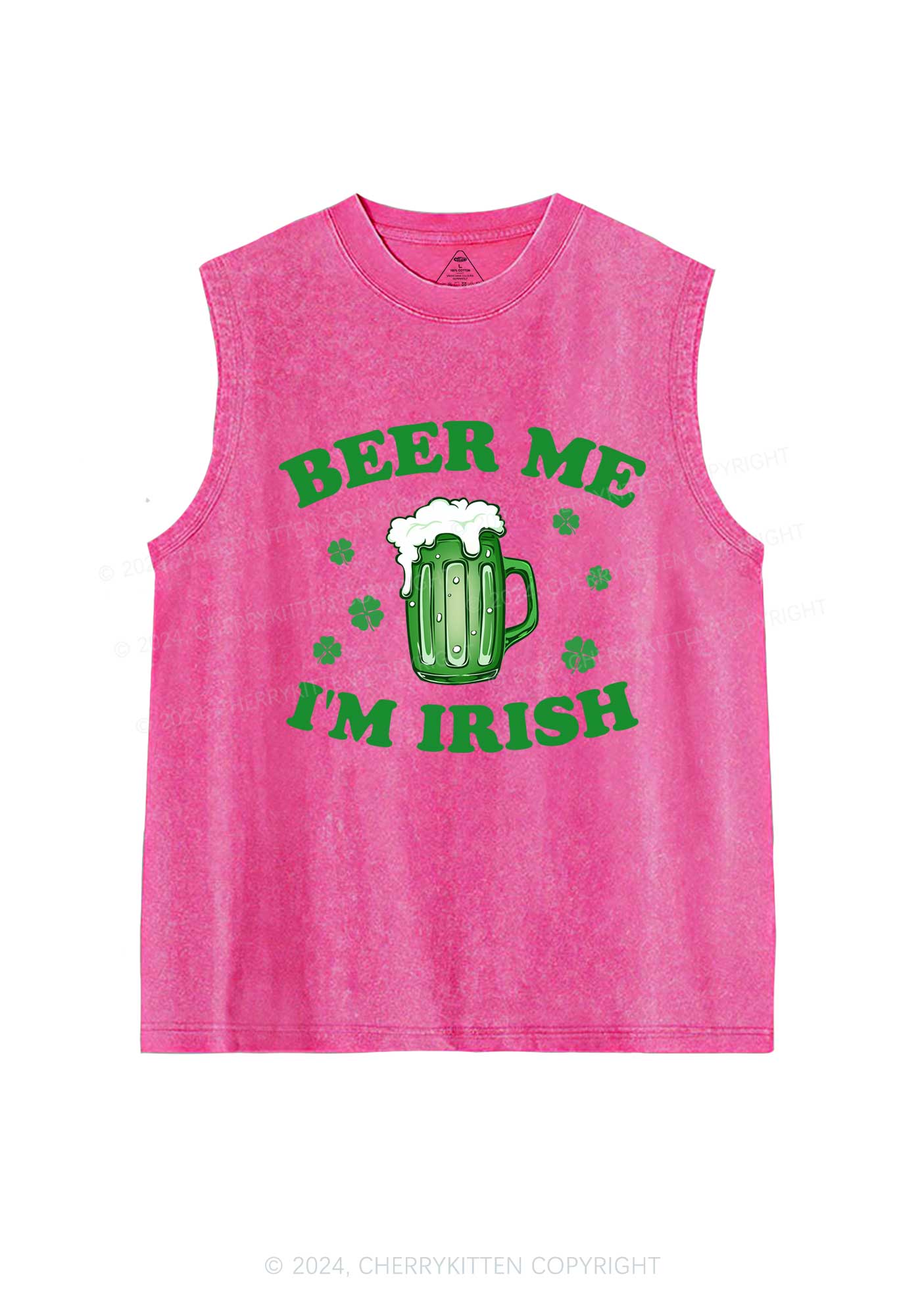 Beer Me Im Irish St Patricks Y2K Washed Tank Cherrykitten