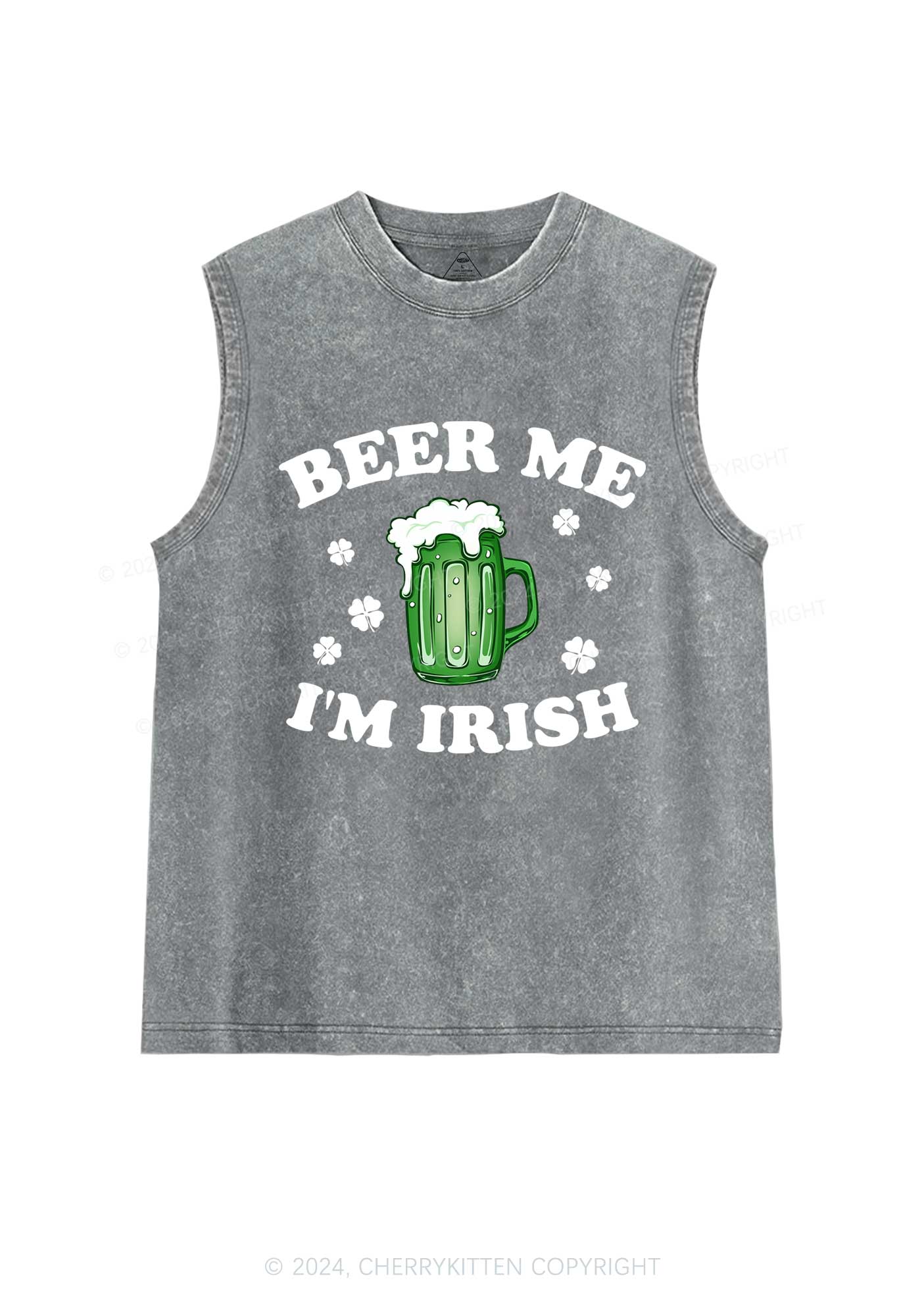 Beer Me Im Irish St Patricks Y2K Washed Tank Cherrykitten