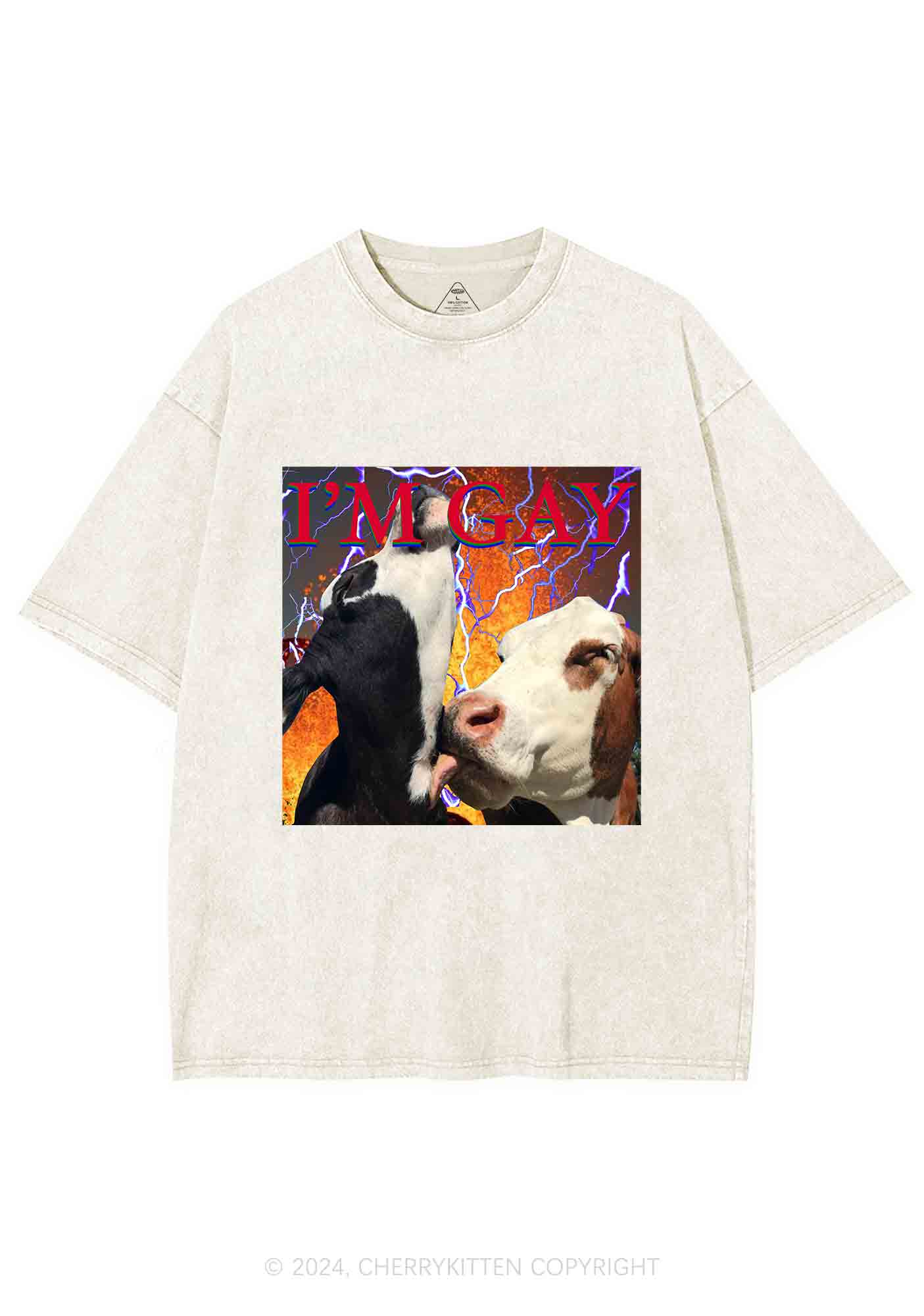 Gay Cow Play Y2K Washed Tee Cherrykitten