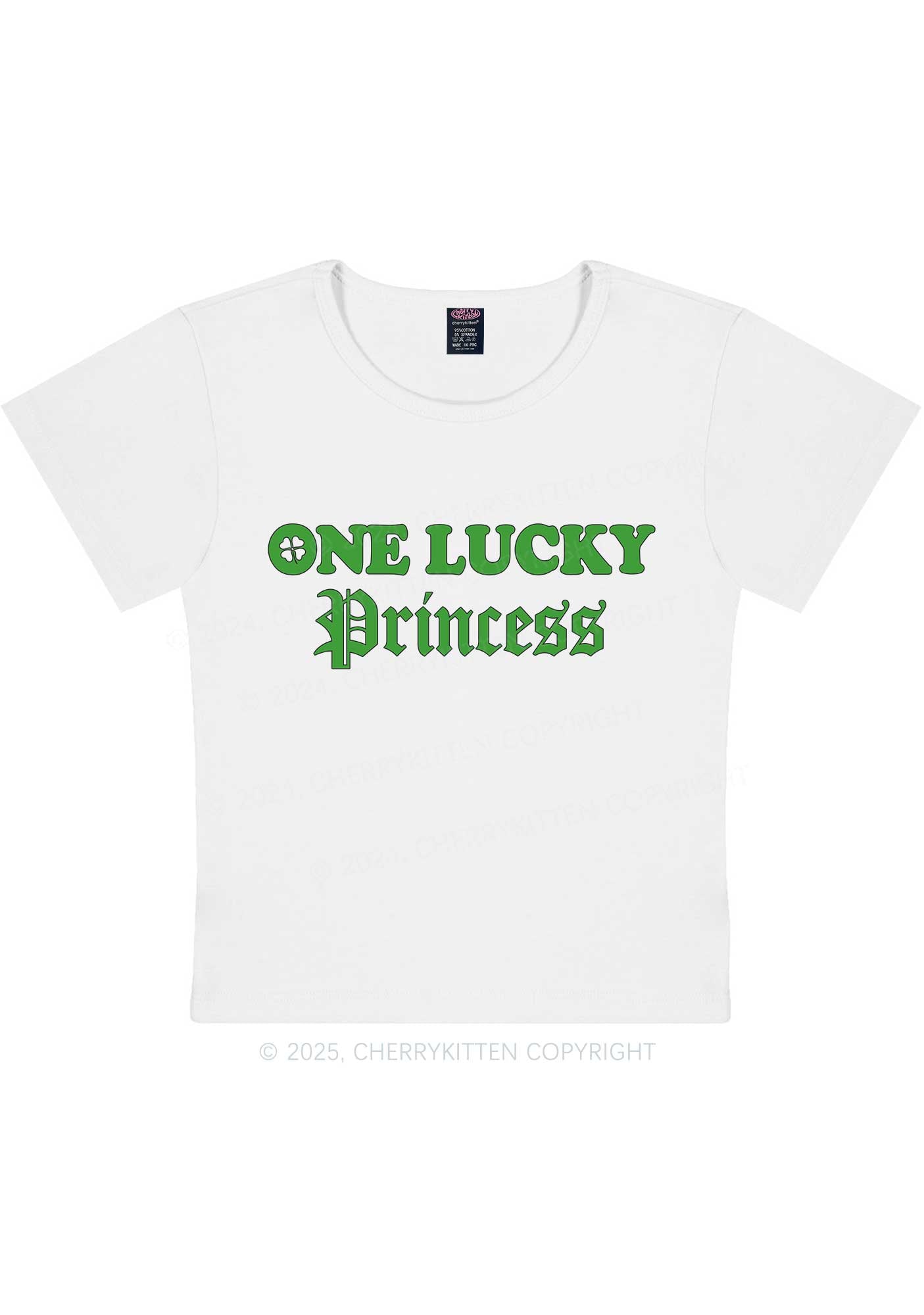 One Lucky Princess St Patricks Y2K Baby Tee Cherrykitten