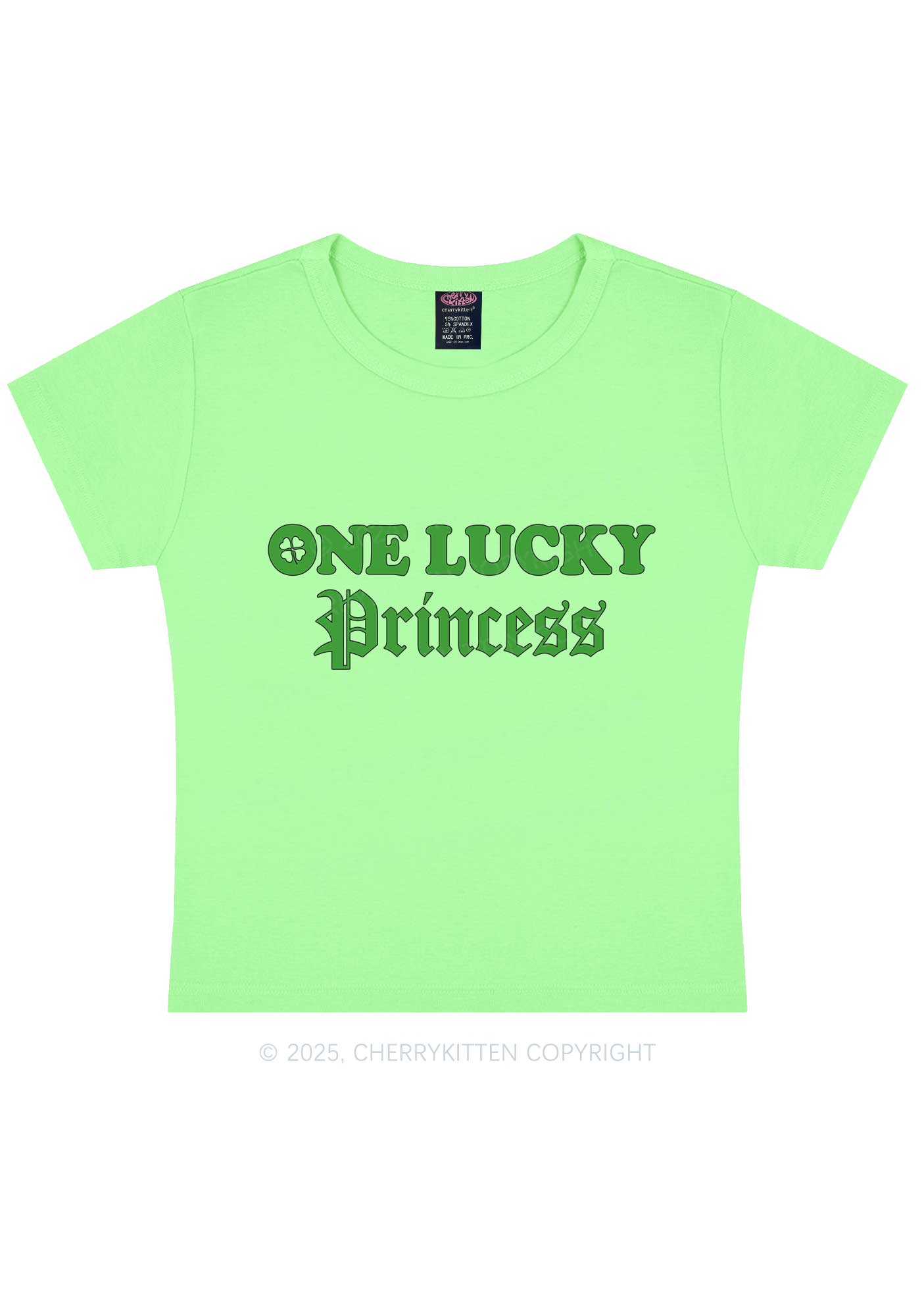 One Lucky Princess St Patricks Y2K Baby Tee Cherrykitten