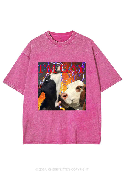 Gay Cow Play Y2K Washed Tee Cherrykitten