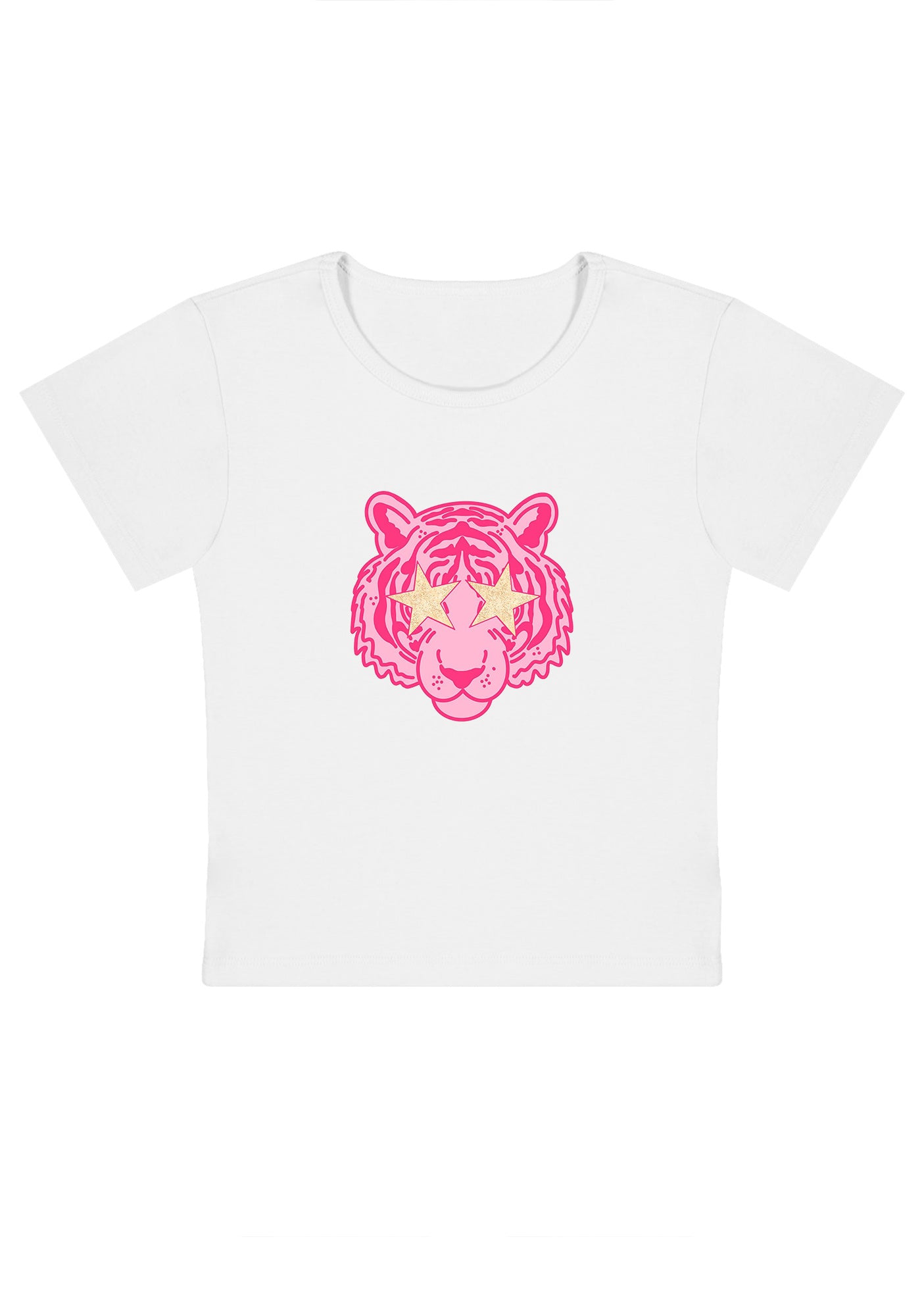 Pink Sparkle Tiger Y2K Baby Tee