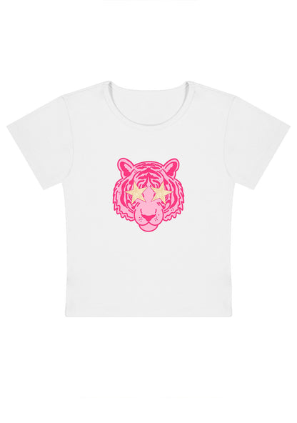 Pink Sparkle Tiger Y2K Baby Tee