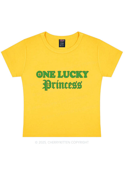 One Lucky Princess St Patricks Y2K Baby Tee Cherrykitten