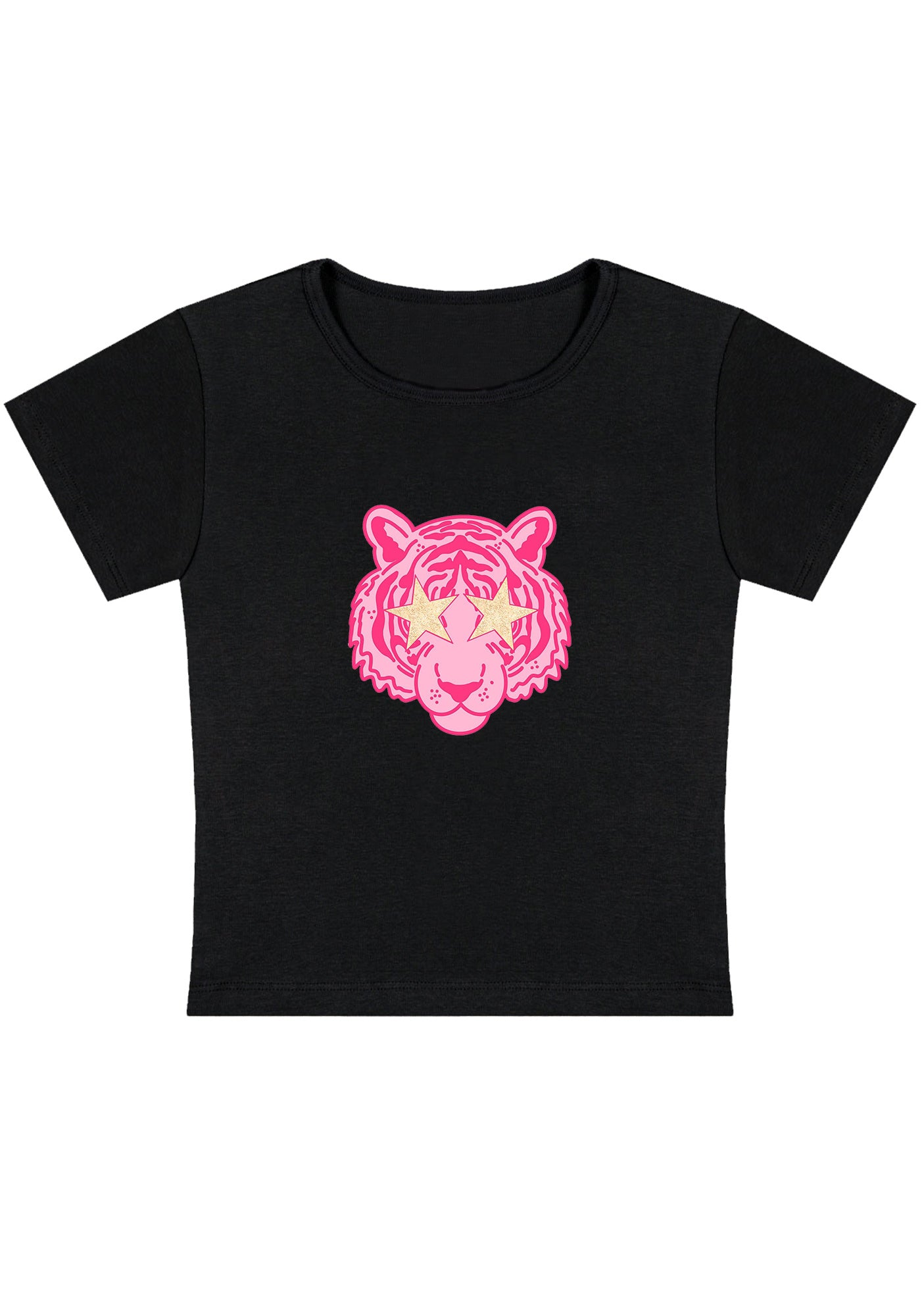 Pink Sparkle Tiger Y2K Baby Tee