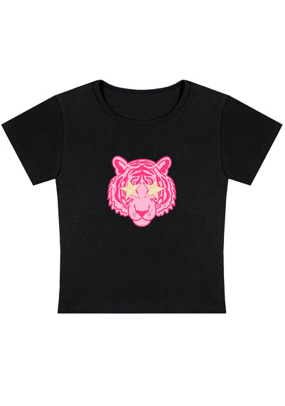 Pink Sparkle Tiger Y2K Baby Tee