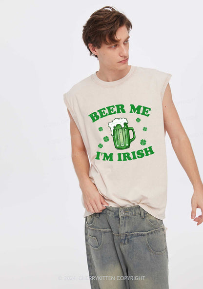 Beer Me Im Irish St Patricks Y2K Washed Tank Cherrykitten