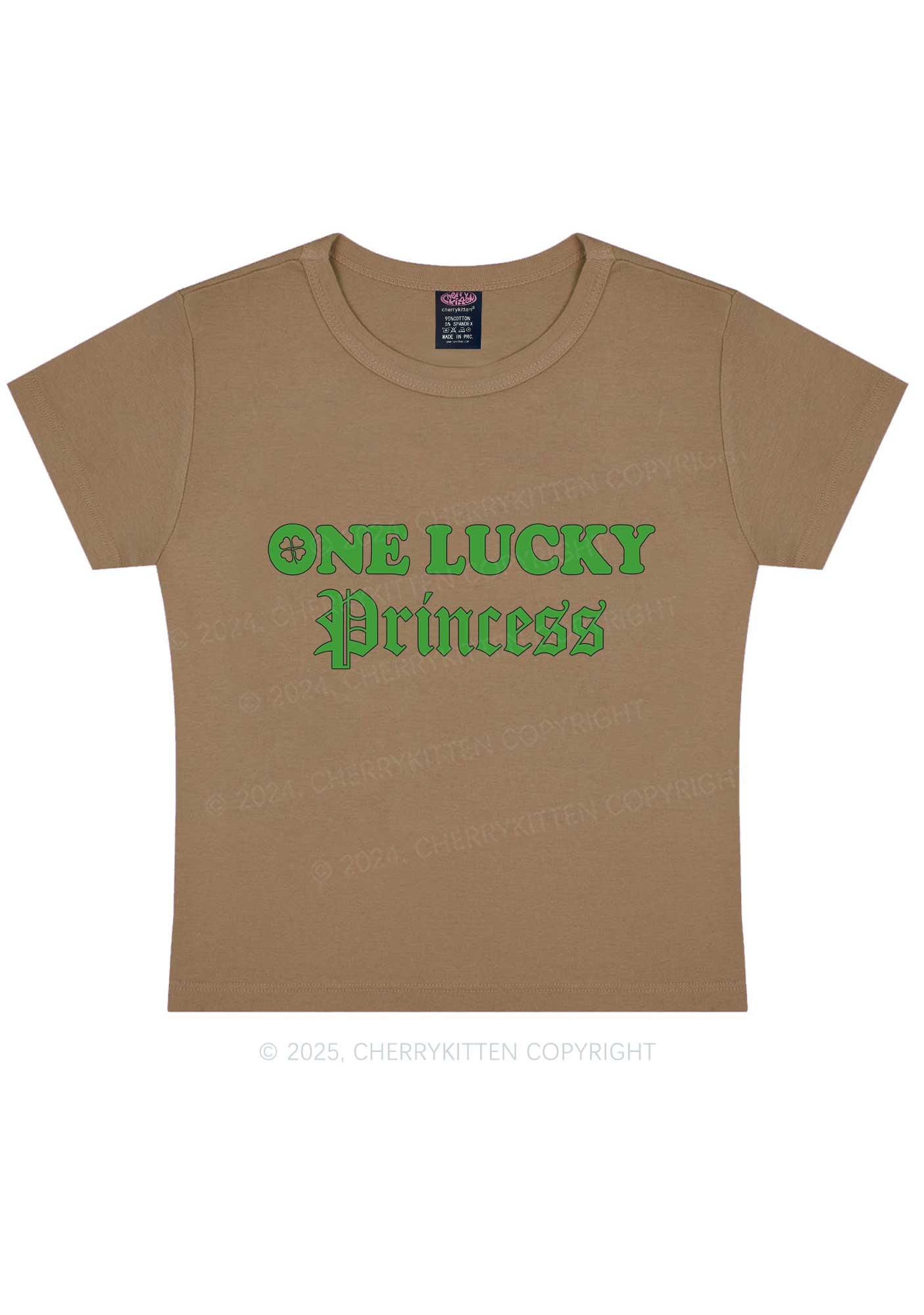 One Lucky Princess St Patricks Y2K Baby Tee Cherrykitten