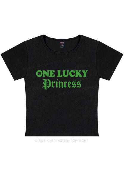 One Lucky Princess St Patricks Y2K Baby Tee Cherrykitten