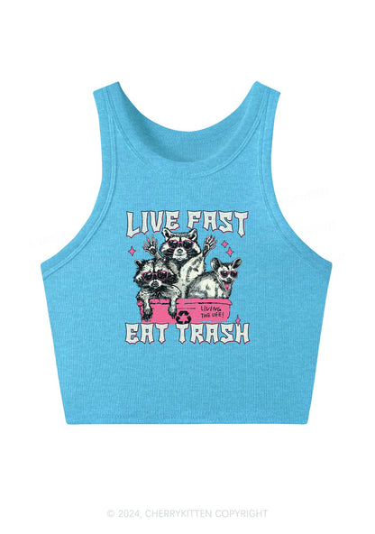 Live Fast Eat Trash Y2K Crop Tank Top Cherrykitten