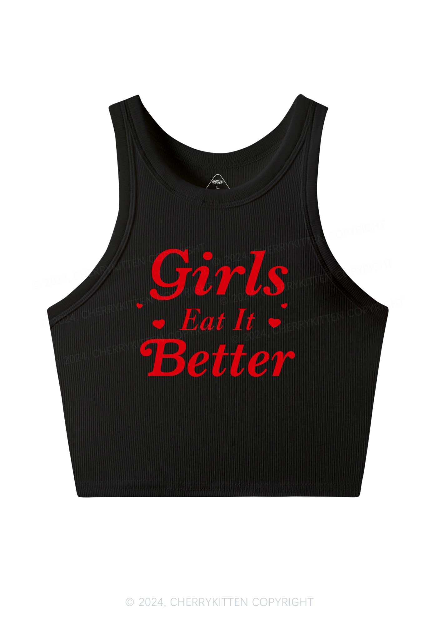 Girls Eat Better Y2K Crop Tank Top Cherrykitten