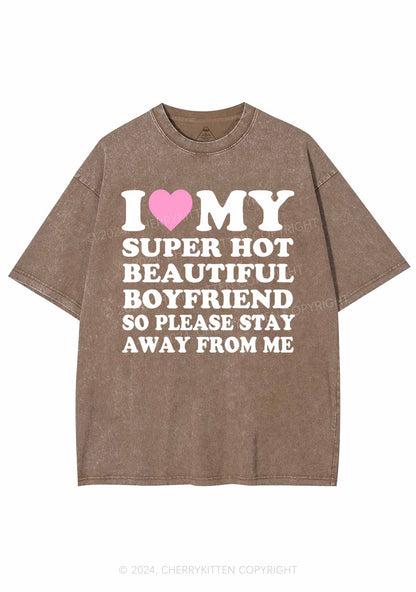 My Super Hot Boyfriend Y2K Valentine's Day Washed Tee Cherrykitten