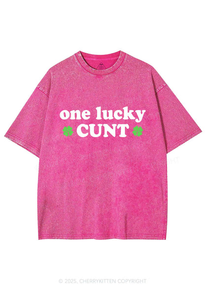 One Lucky Cxxt St Patricks Y2K Washed Tee Cherrykitten