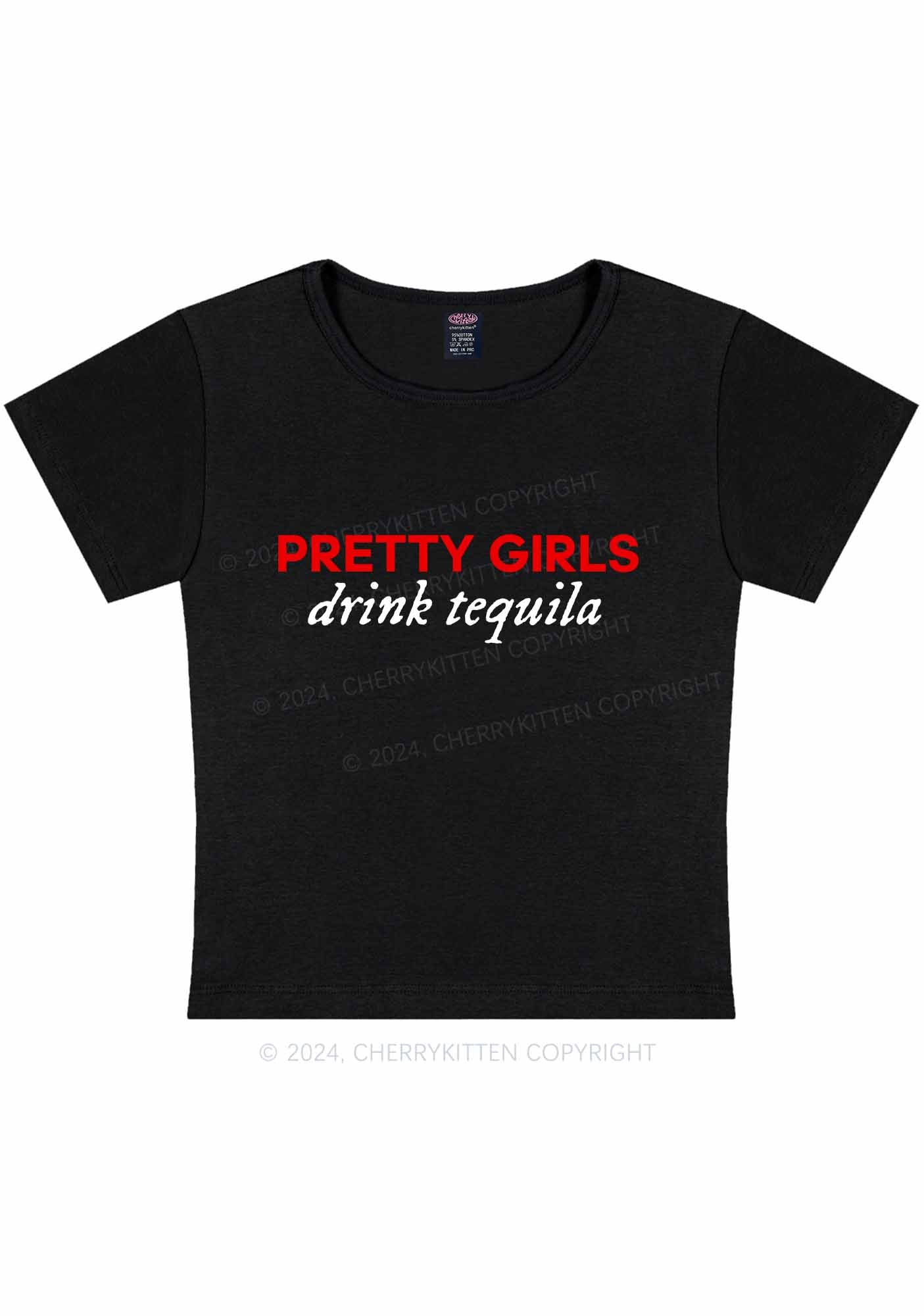 Curvy Pretty Girls Drink Tequila Y2K Baby Tee Cherrykitten