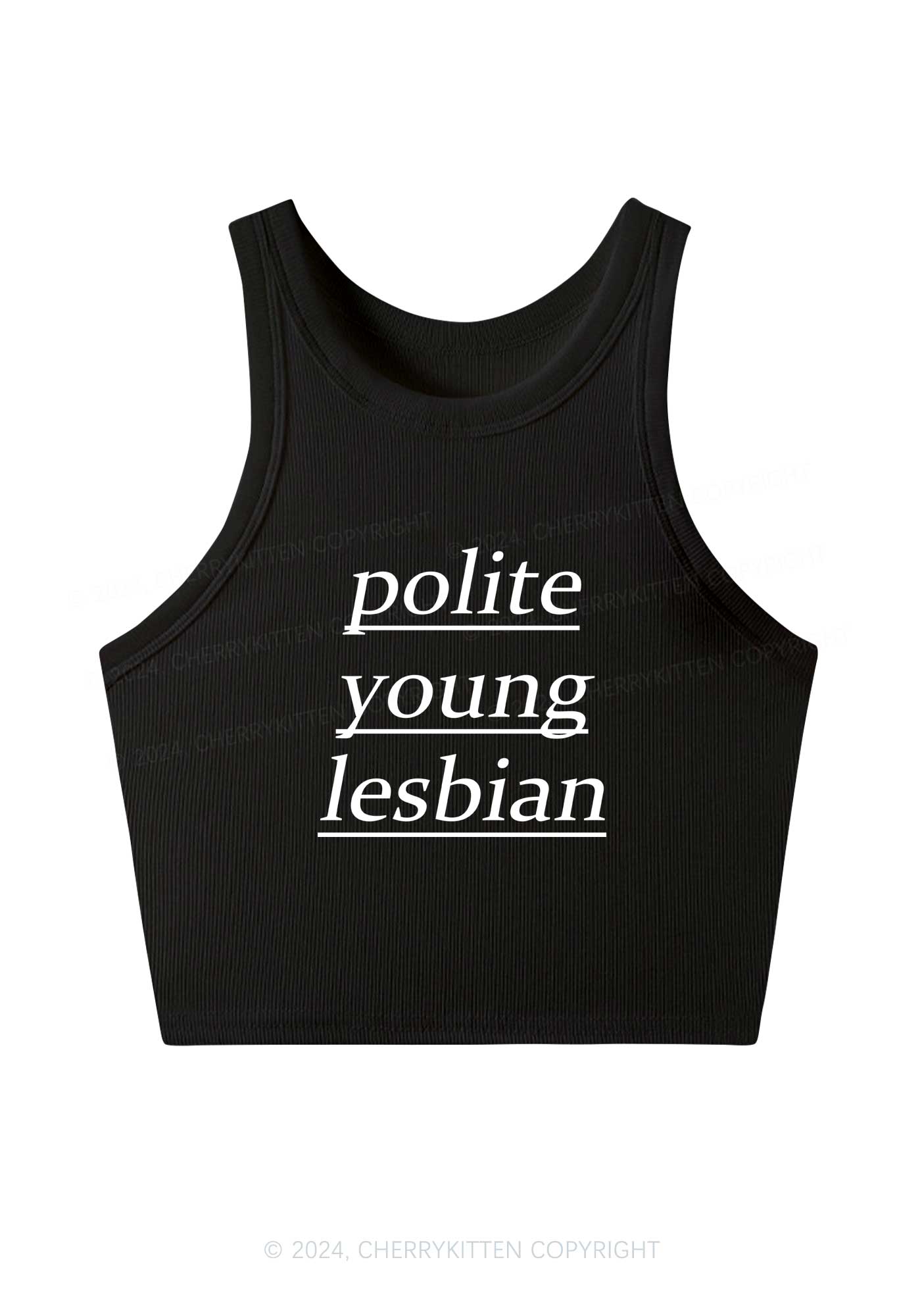 Polite Young Lesbian Y2K Crop Tank Top Cherrykitten