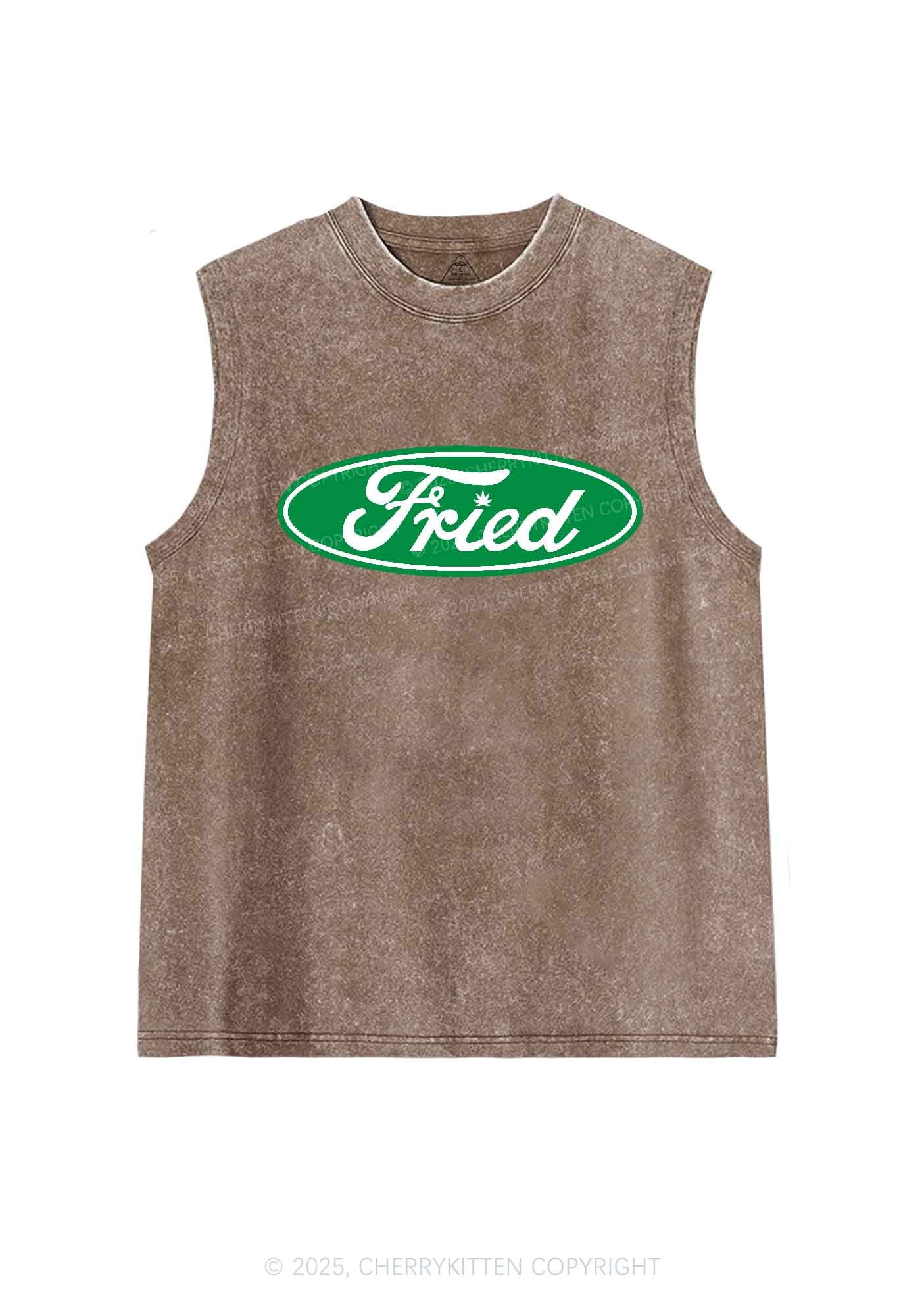 Green Fried Y2K Washed Tank Cherrykitten