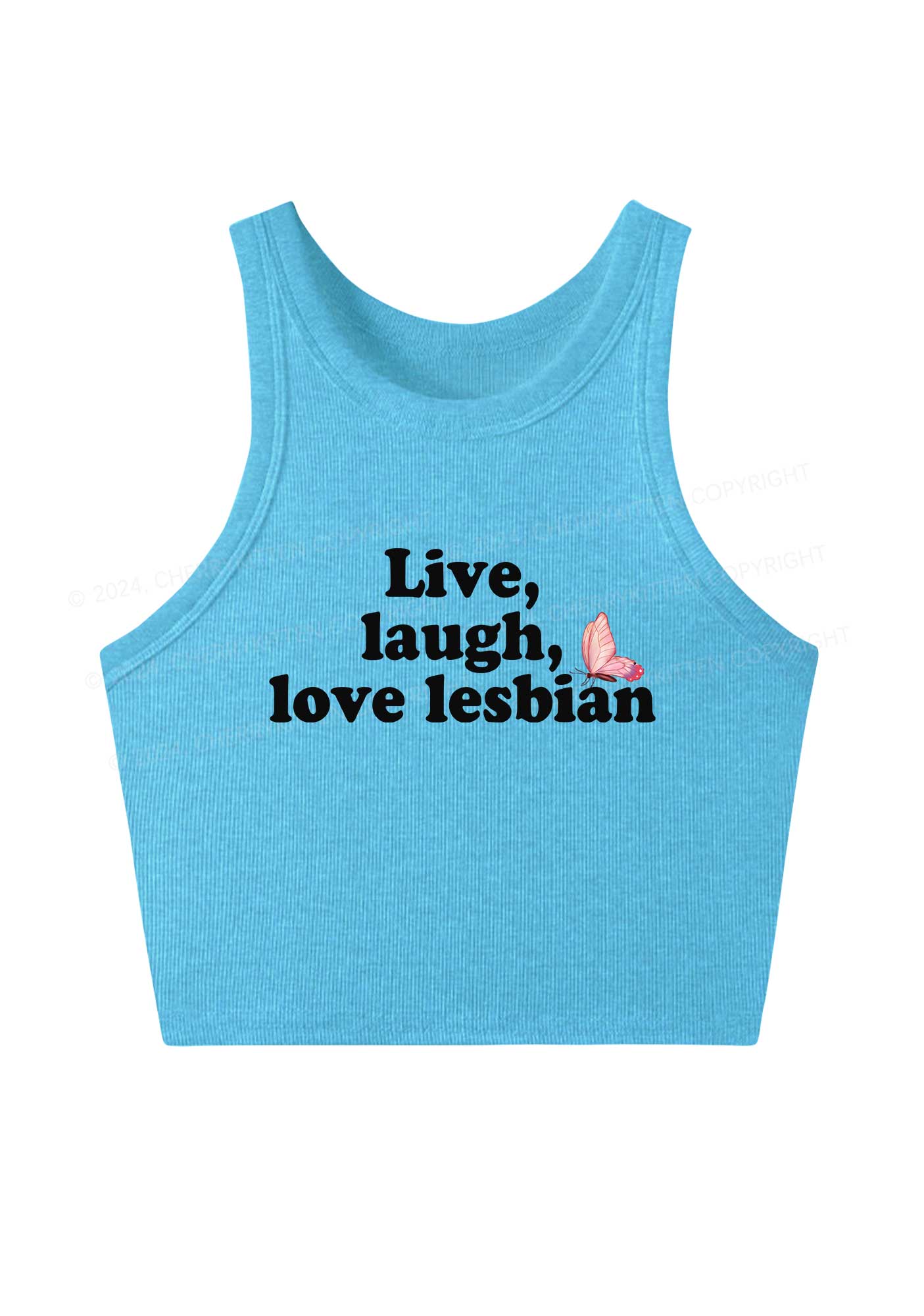 Live Laugh Love Lesbian Y2K Crop Tank Top Cherrykitten