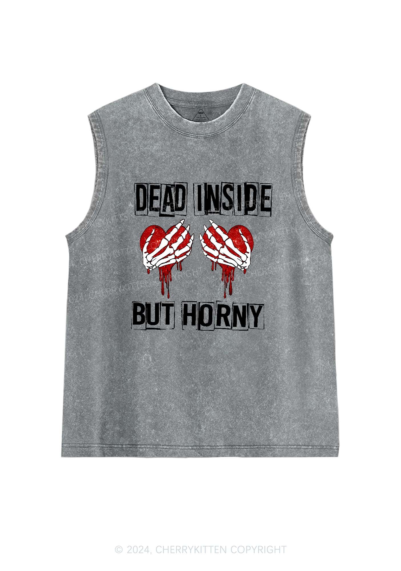 Dead Inside But Hxrny Y2K Valentine's Day Washed Tank Cherrykitten