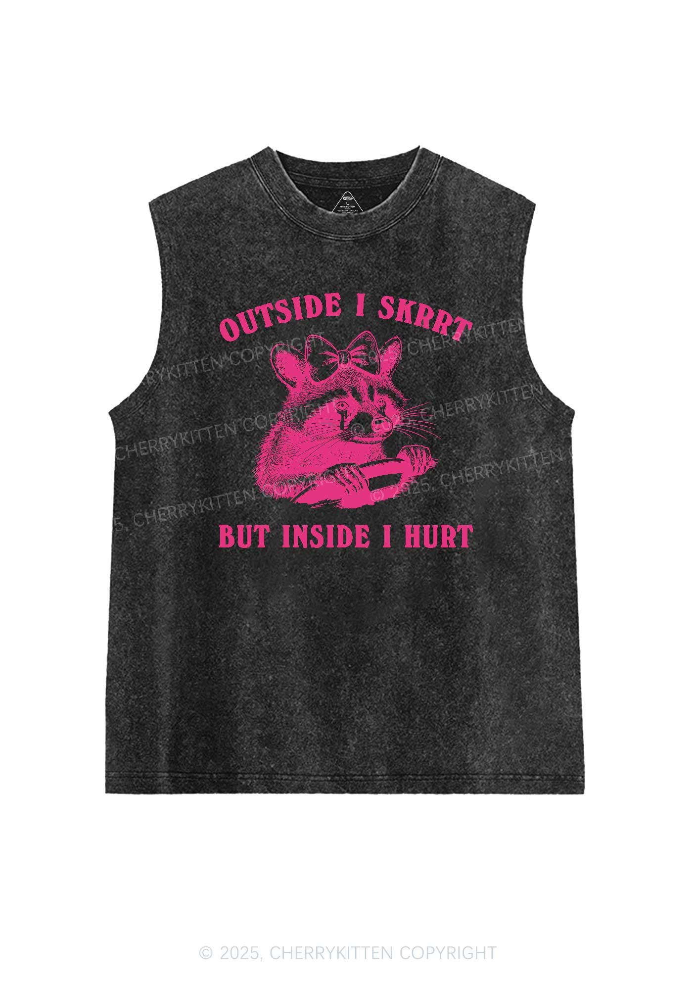 Outside I Skrrt Raccoon Y2K Washed Tank Cherrykitten