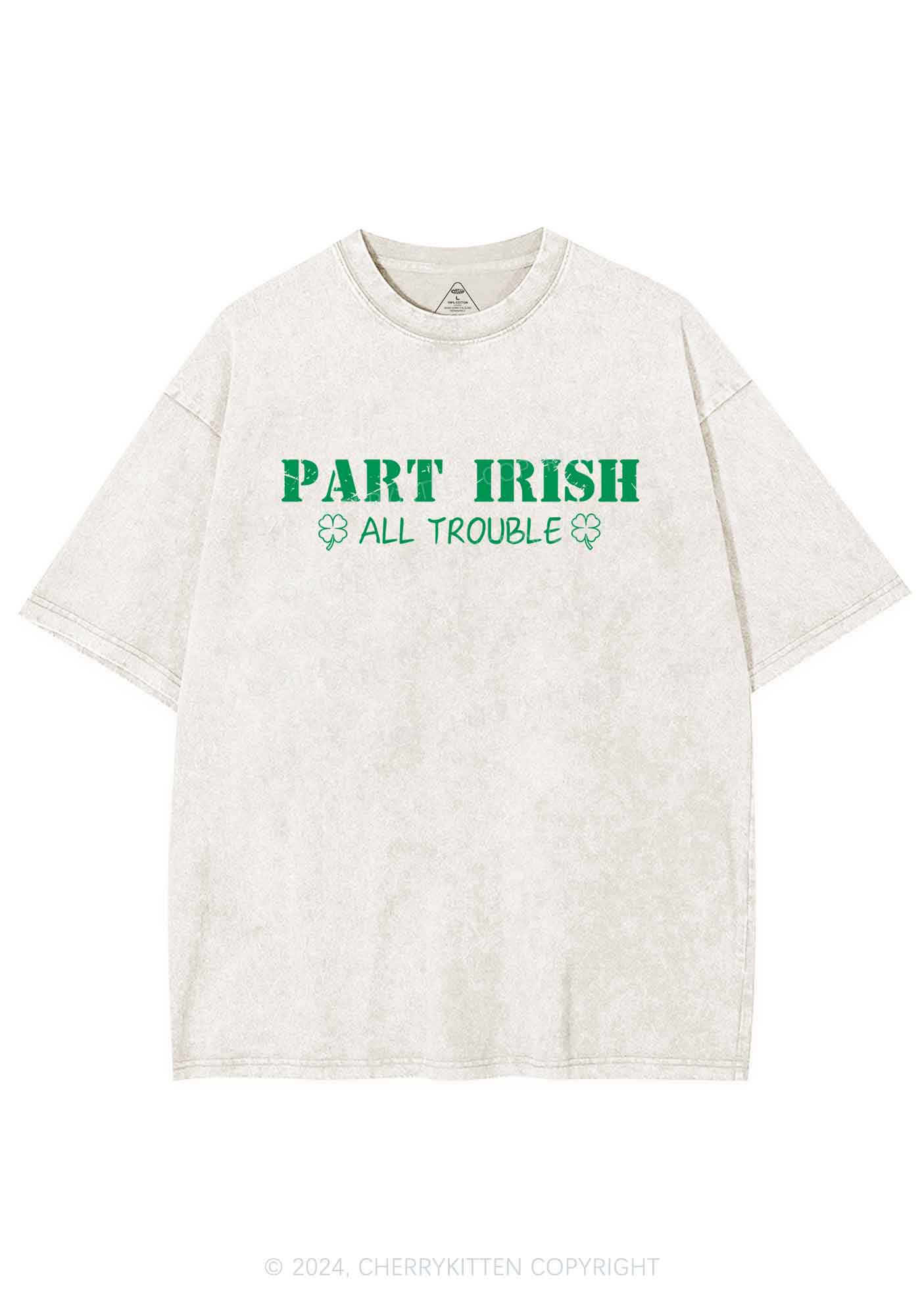 Part Irish All Trouble St Patricks Y2K Washed Tee Cherrykitten