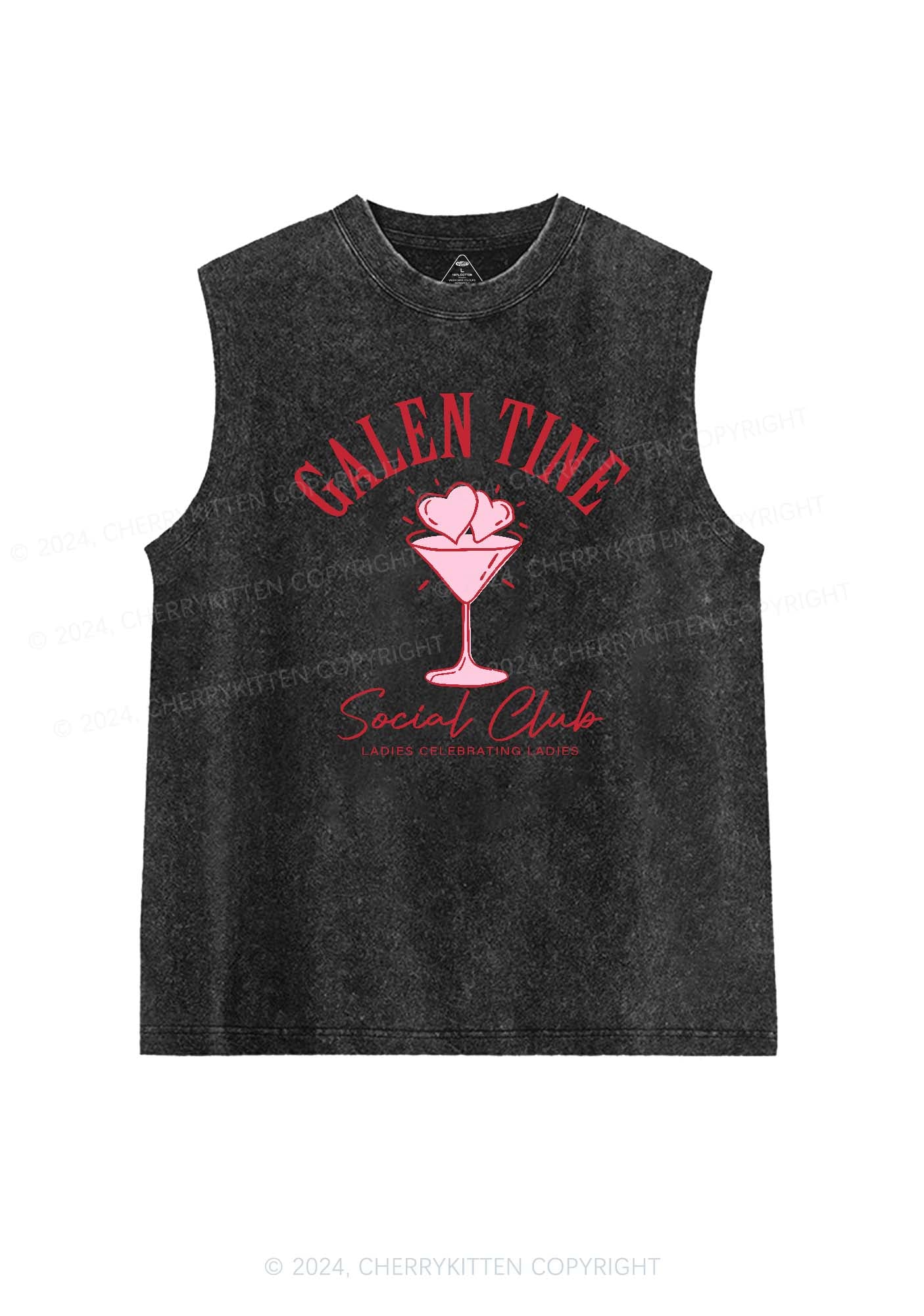 Galentine Social Club Y2K Valentine's Day Washed Tank Cherrykitten