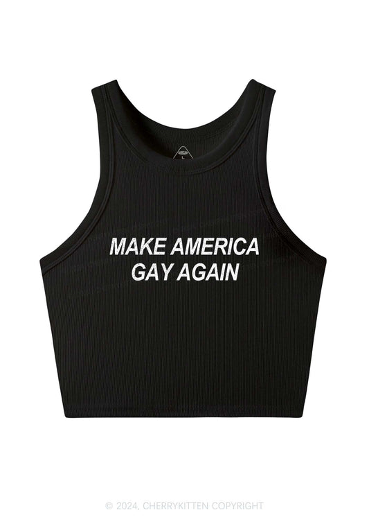 Make America Gay Again Y2K Crop Tank Top Cherrykitten