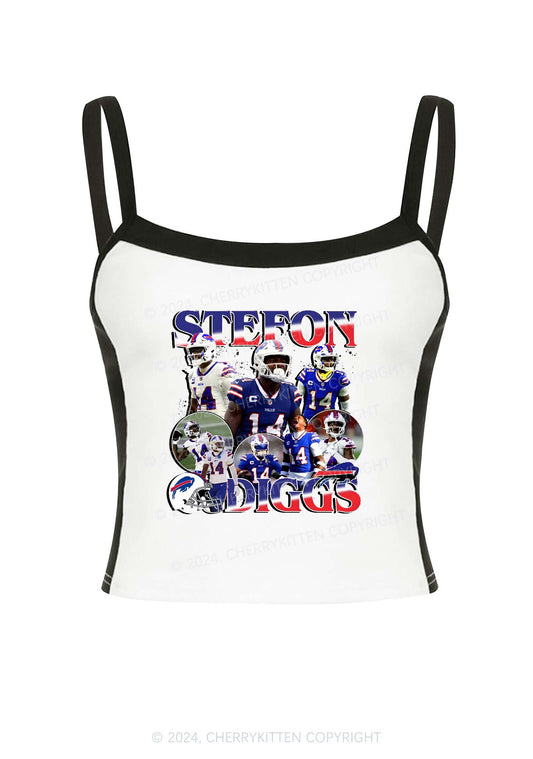 Blue Red Stefon Y2K Super Bowl Color Block Crop Cami Top Cherrykitten