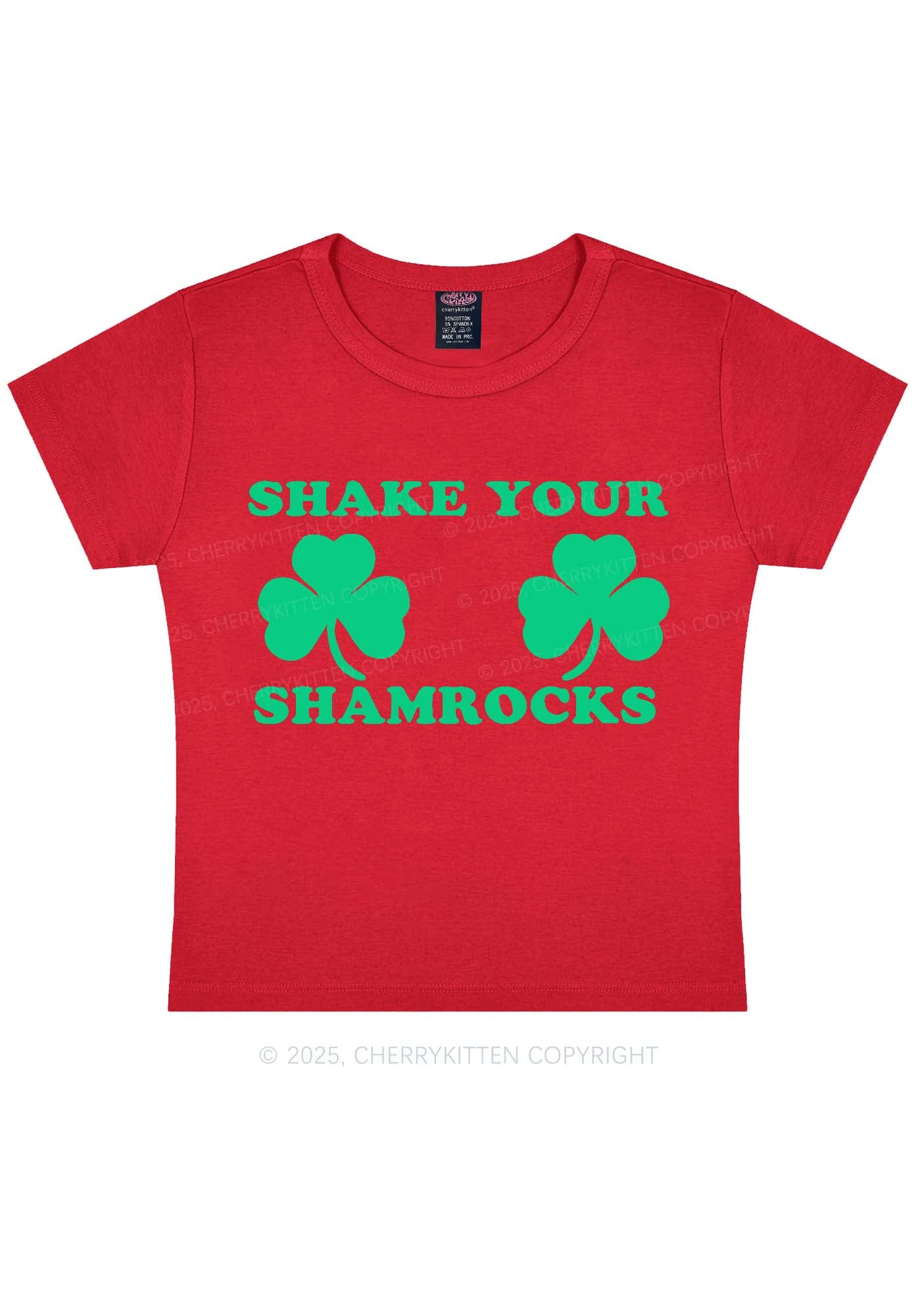 Shake Your Shamrocks St Patricks Y2K Baby Tee Cherrykitten