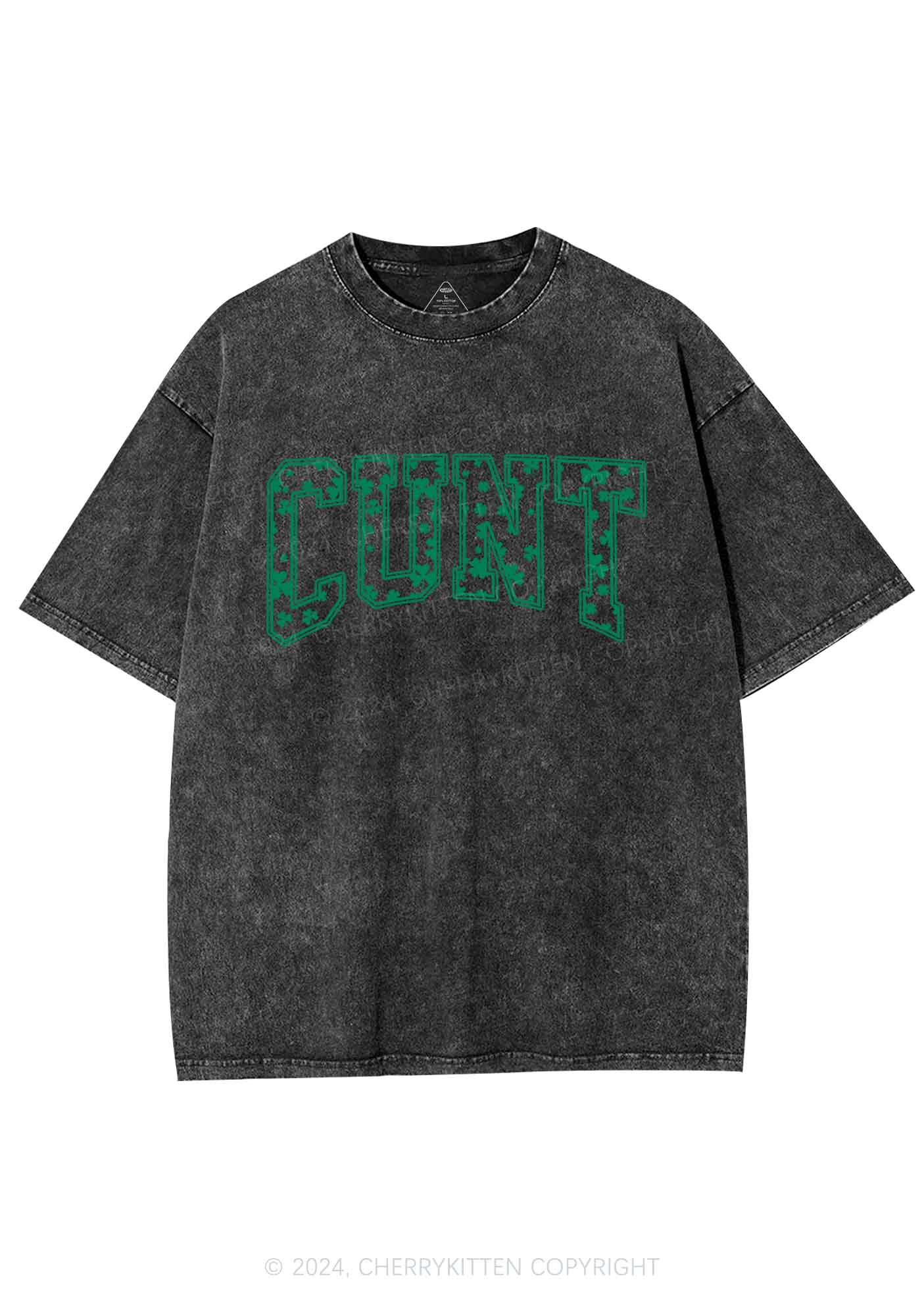 Green Cxxt St Patricks Y2K Washed Tee Cherrykitten