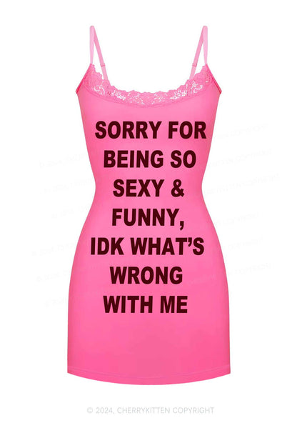 Sorry For Being So Funny Y2K Lace Slip Dress Cherrykitten