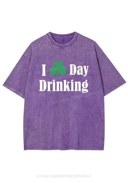 I Love Day Drinking St Patricks Y2K Washed Tee Cherrykitten