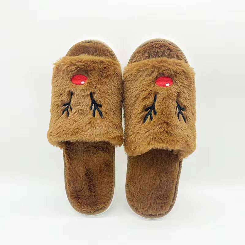 Christmas Elk Plush Slippers