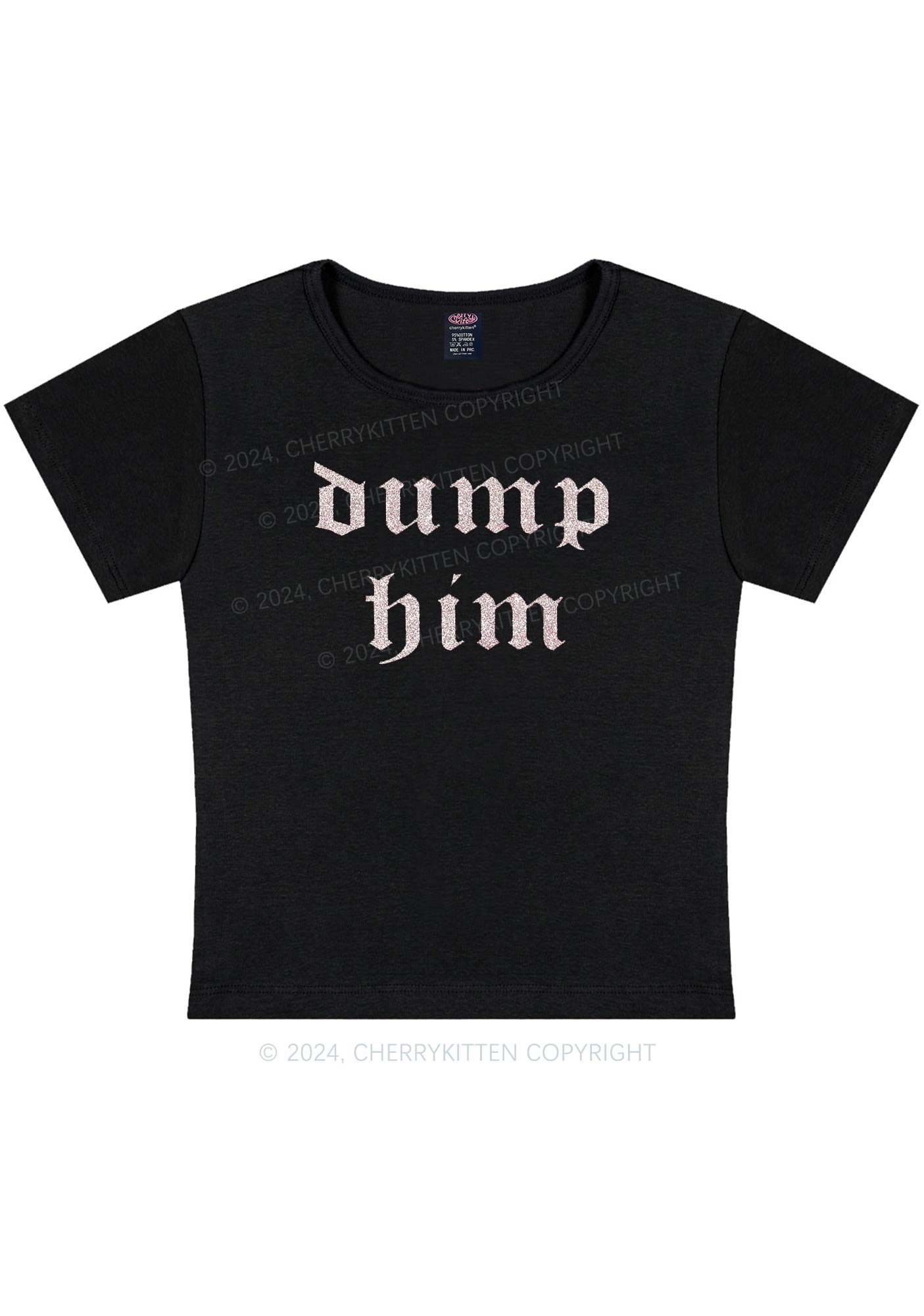 Glitter Dump Him Y2K Baby Tee Cherrykitten