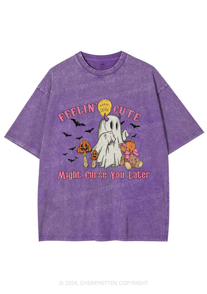 Halloween Feelin Cute Y2K Washed Tee Cherrykitten