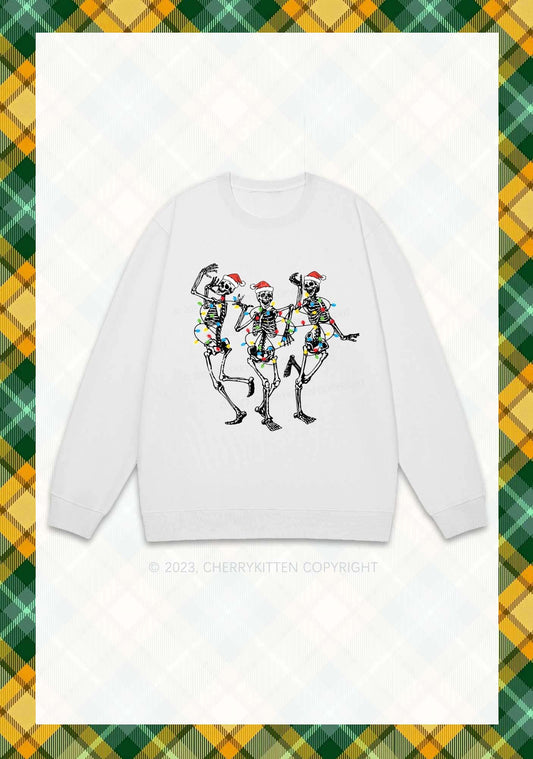 Christmas Dancing Skeletons Y2K Sweatshirt Cherrykitten