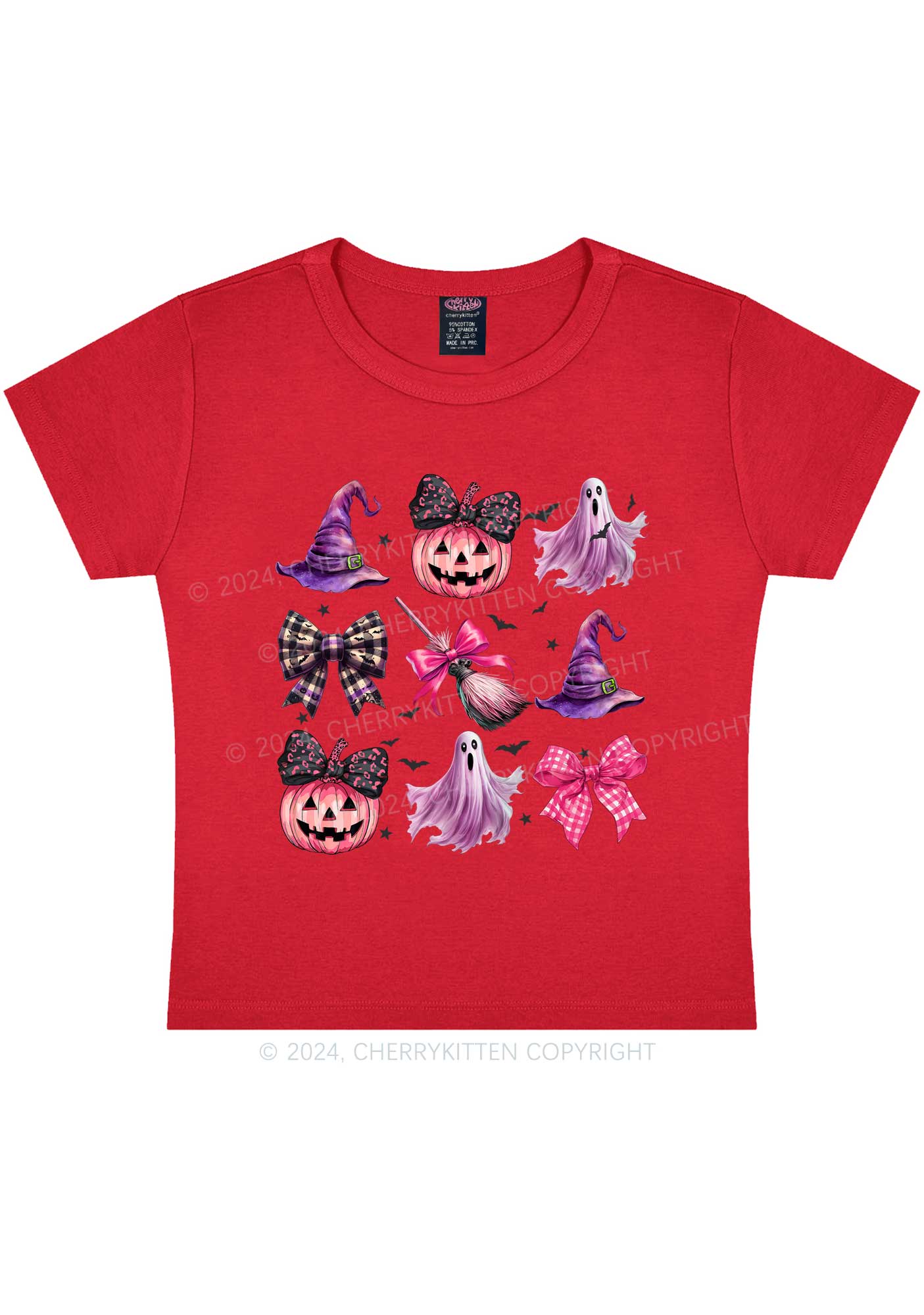 Halloween Pumpkin With Bows Y2K Baby Tee Cherrykitten